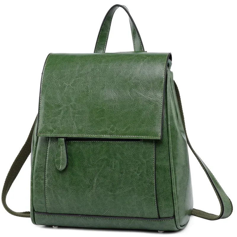 sac à dos en cuir véritable sac à dos pour femmes école sacs à bandoulière voyage huile cire peau de vache femme sac à dos sac à bandoulière