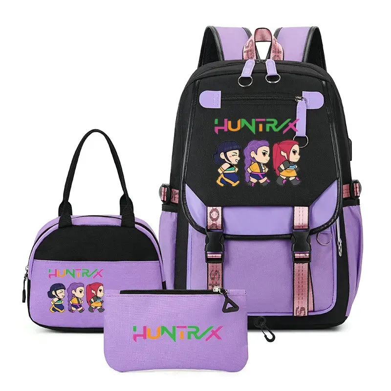 sacs à dos imprimés kpop demon hunters pour adolescentes, sacs à bandoulière, trousse à crayons, ensemble de sacs d'école pour étudiants, mochila de voyage