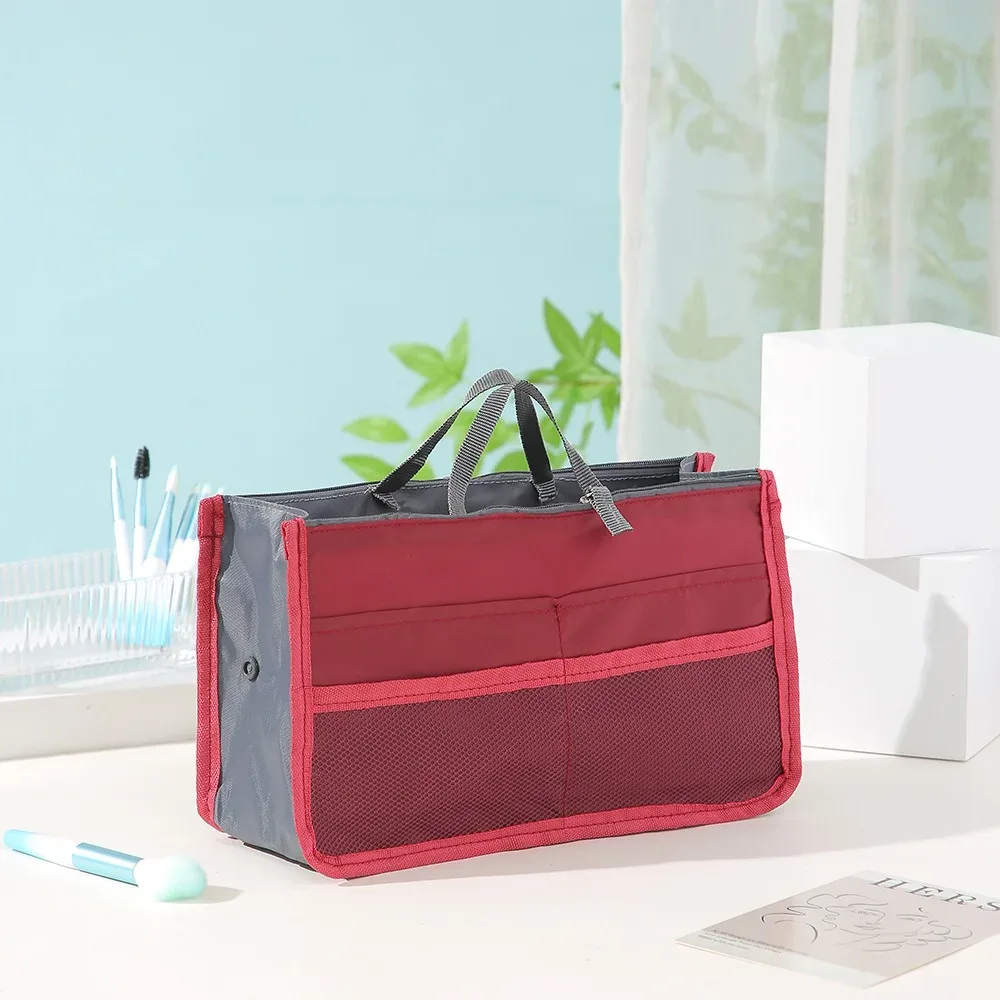 trousse de maquillage multifonctionnelle de grande capacité, sac de rangement portable à double fermeture éclair pour articles de toilette, sac de rangement de voyage pour maman, cosmétiques multi-poches