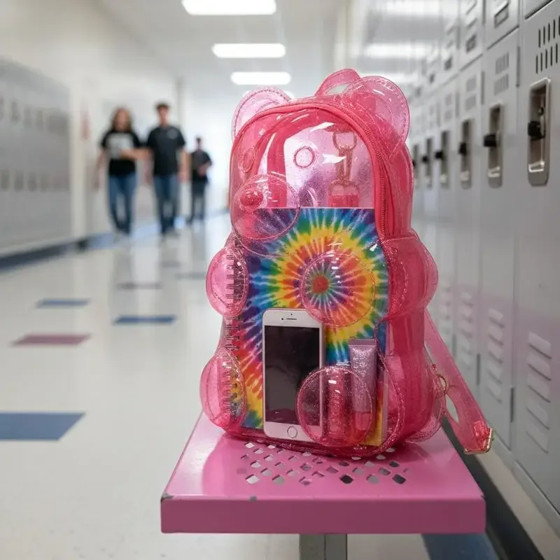 sac à dos ita avec motif d'ours mignon, grande capacité, sac transparent, sac à bandoulière décontracté pour les fans d'anime, accessoire scolaire quotidien