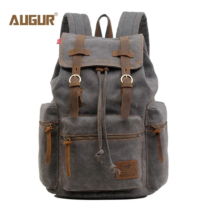 augur-sac d'école en toile vintage sr pour hommes, sacs de voyage pour hommes, grande capacité, sac rétro pour ordinateur portable, nouvelle mode