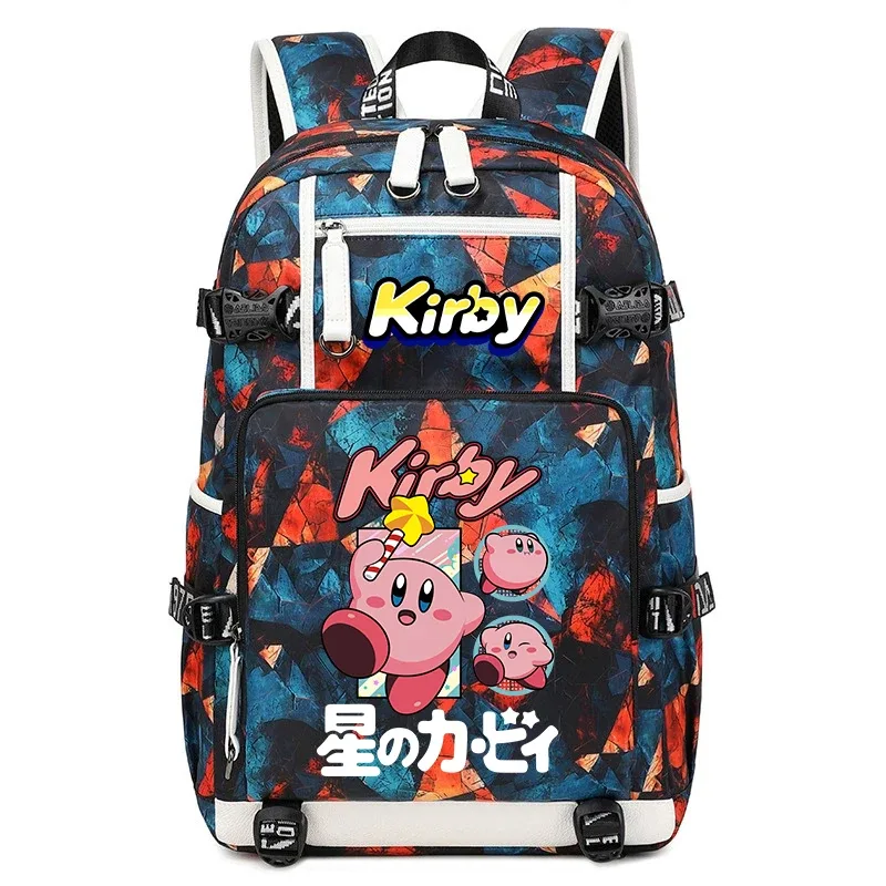sac à dos d'étudiant imprimé dessin animé kirby, sac d'école de voyage de grande capacité pour enfants et adolescents