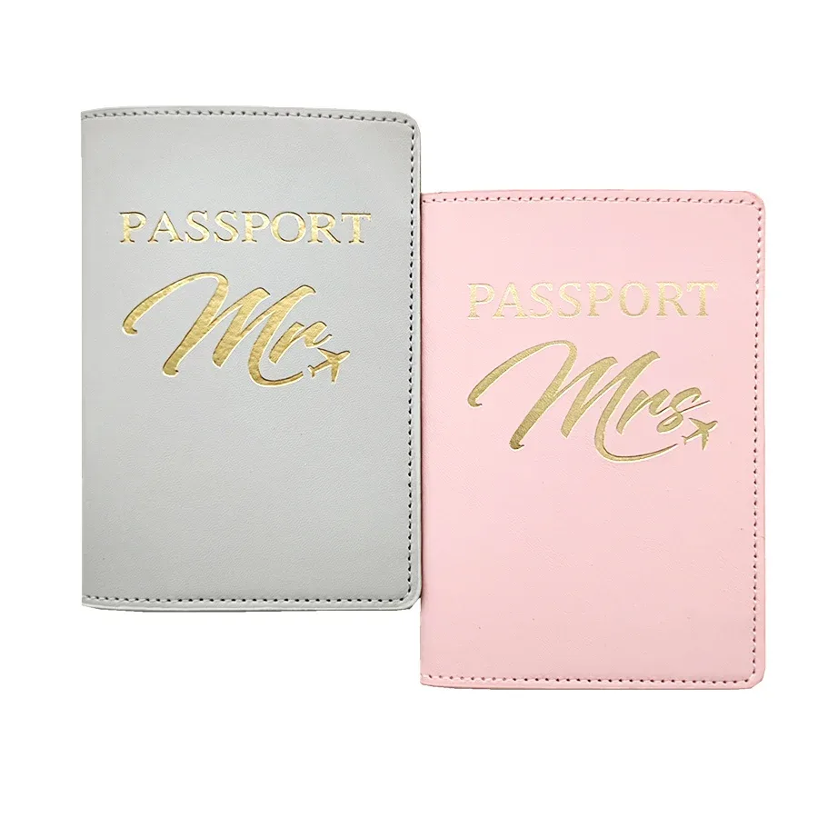 ensemble de 2 porte-passeports en cuir pu pour couples amoureux, porte-cartes, accessoires de voyage, portefeuille léger pour femmes et hommes
