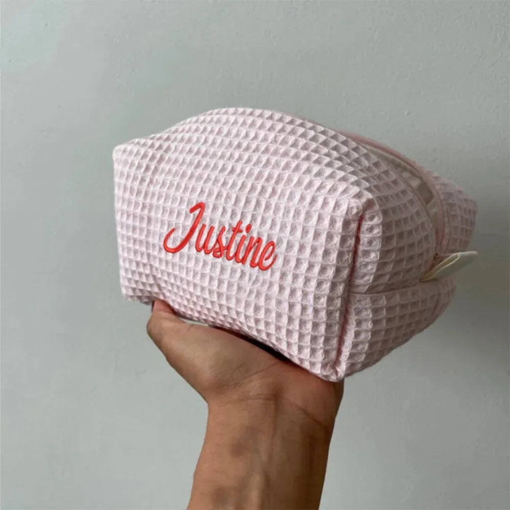 trousse de toilette personnalisée pour anniversaire, sac cosmétique brodé sur mesure avec nom, sac de rangemen