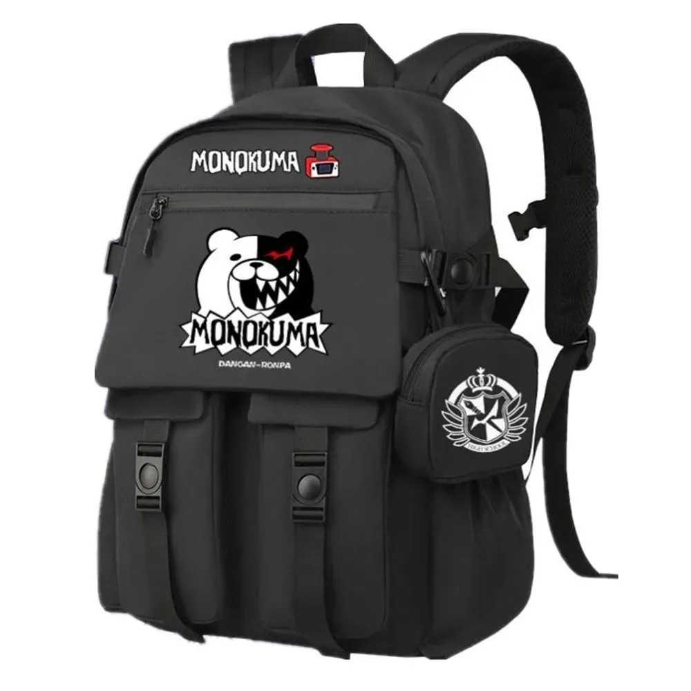 monokuma anime recruté anronpa sac à dos pour hommes, école, voyage, sacs, ordinateur portable, étudiants, livre, sac cadeau