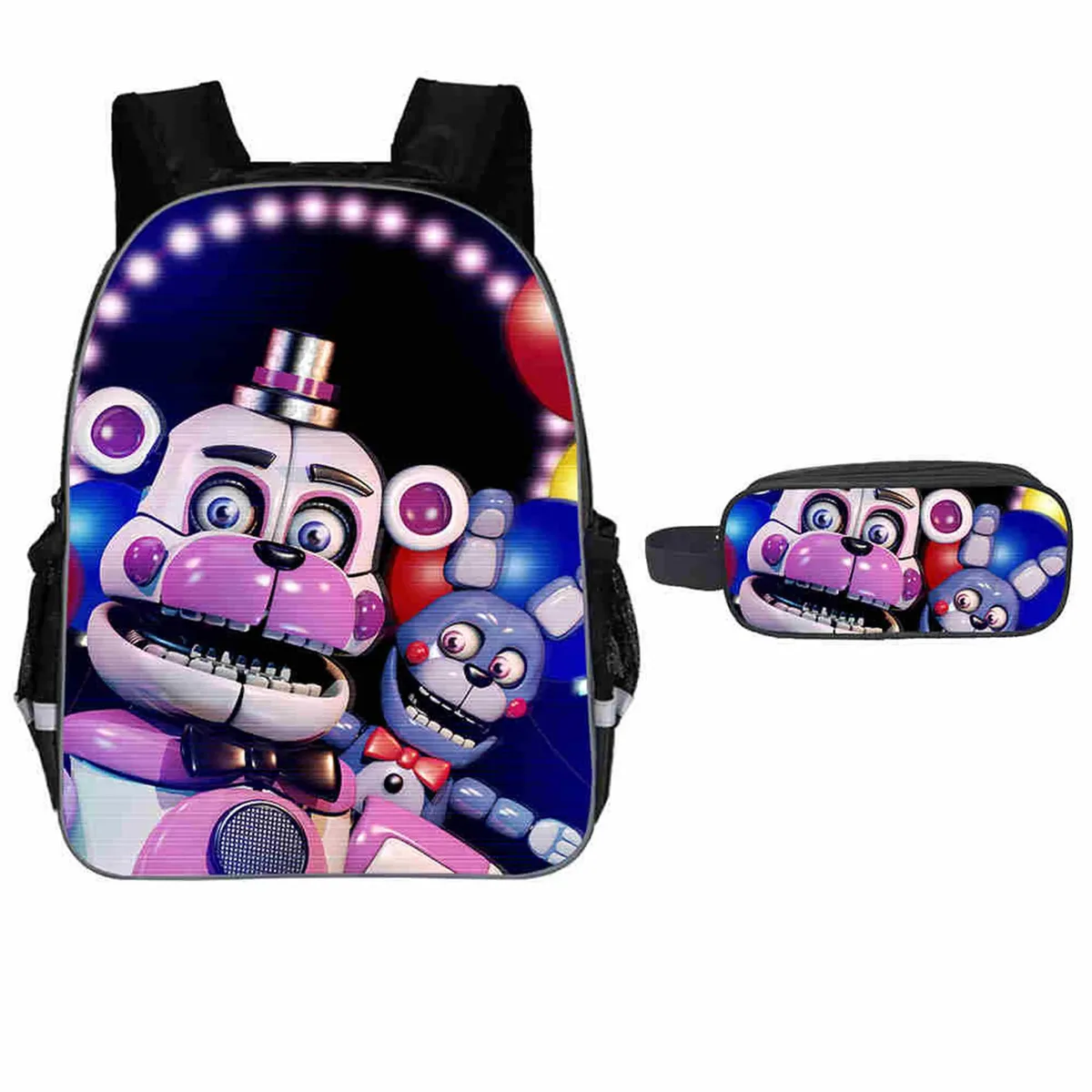 sac à dos f-five nights at freddy pour enfants, ensemble de 2 pièces, sac de retour à l'école pour étudiants avec trousse à crayons, sac à dos de voyage léger pour adolescents
