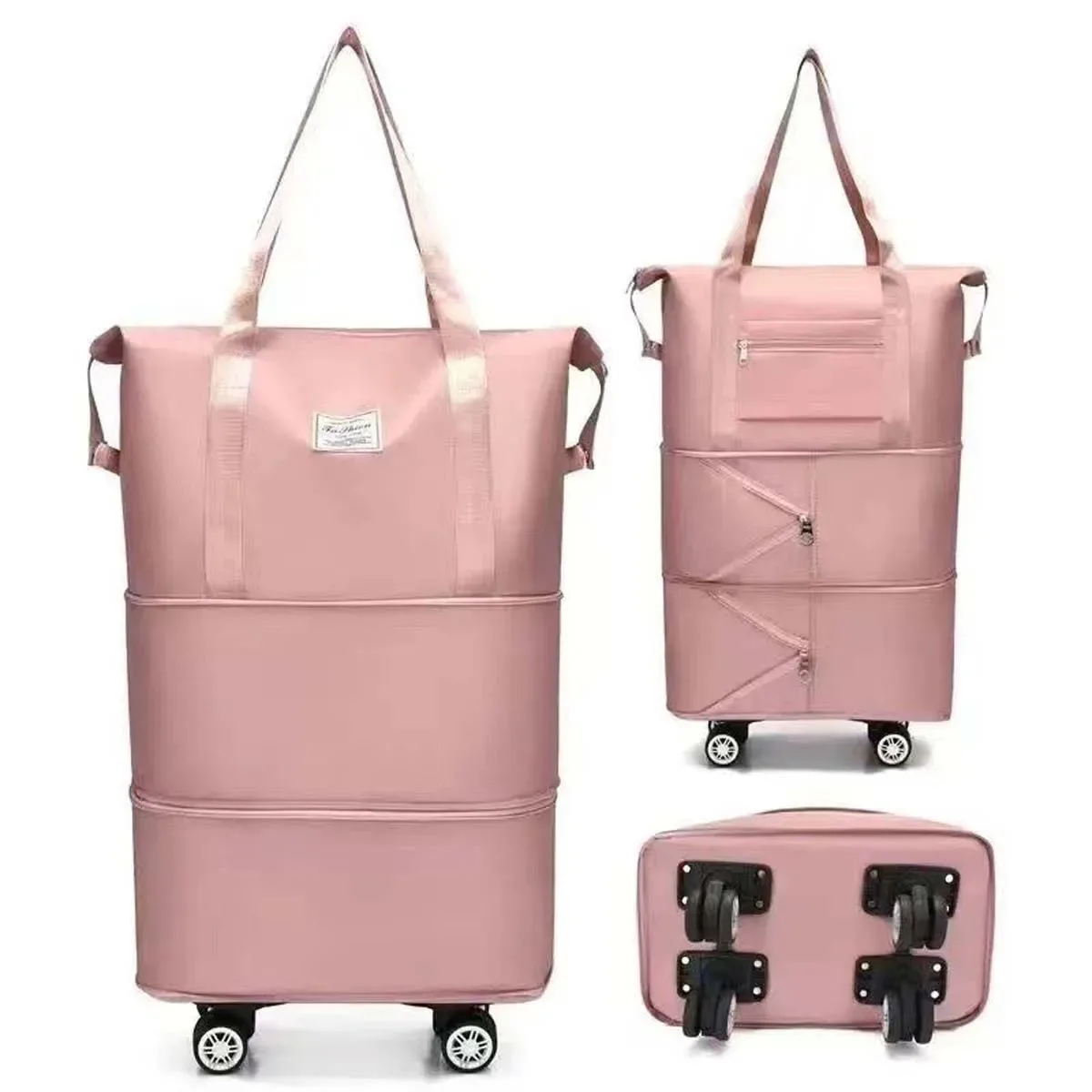 sac de voyage à roulettes universel, sac de rangement de grande capacité, séparation sèche et humide, sac à main d'extension double couche surdimensionné pour maternité