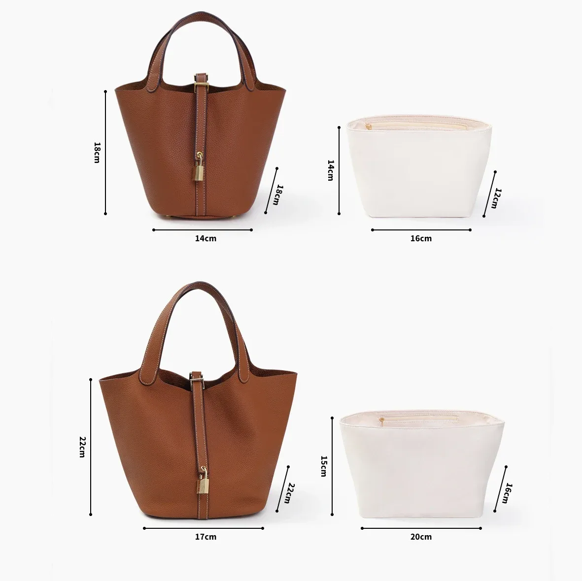 organisateur de sac en nylon pour h picotin18 22, organiseur de sac à main pour maquillage, sac intérieur de voyage, sacs cosmétiques portables