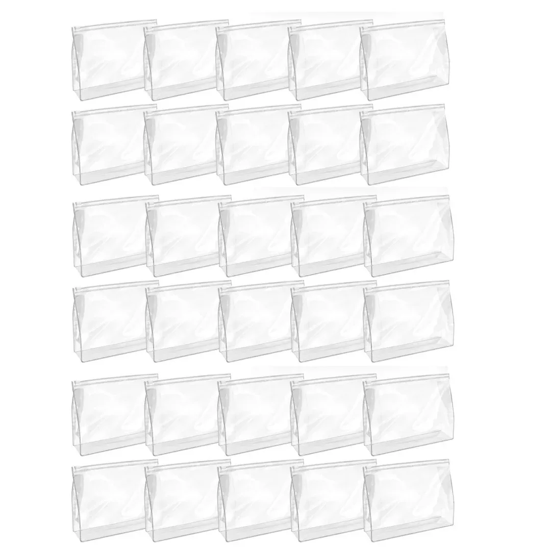 mini sac de maquillage transparent, petite pochette à fermeture éclair, organisateur de cosmétiques en plastique pour voyage, étanche pour articles de toilette, maillot de bain, bikini, 30 pièces