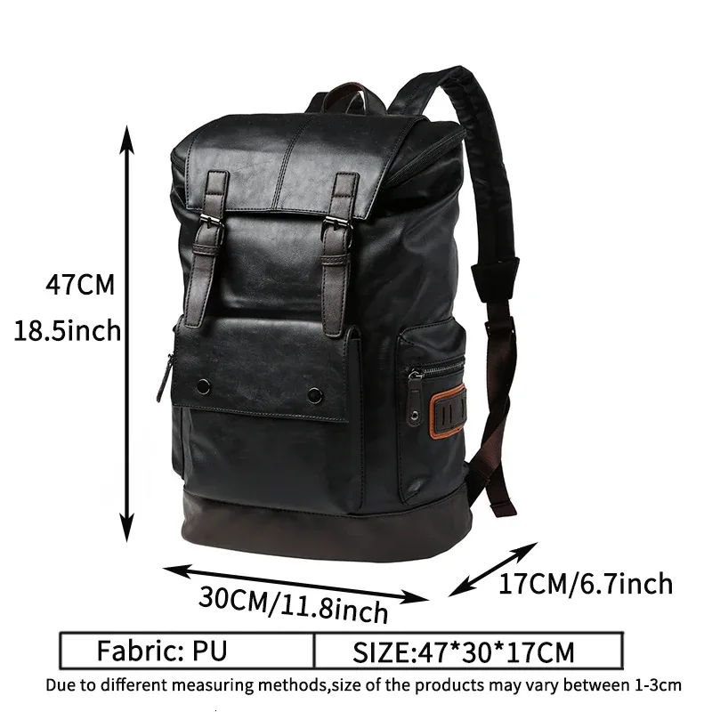 grand sac à dos de voyage antivol en cuir pour hommes sacs pour ordinateur portable hommes noir pu sac à dos garçon grande capacité école homme d'affaires 가mochilas