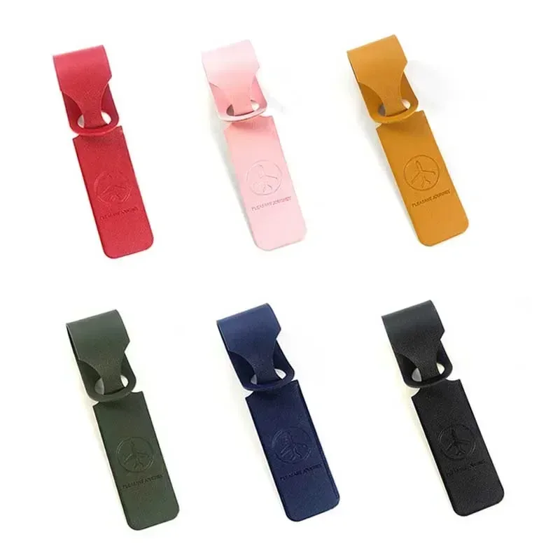 1x étiquette de bagage en cuir pu étiquette d'identification de valise portable étiquette de sac d'embarquement de bagages nom id porte-adresse accessoires de voyage