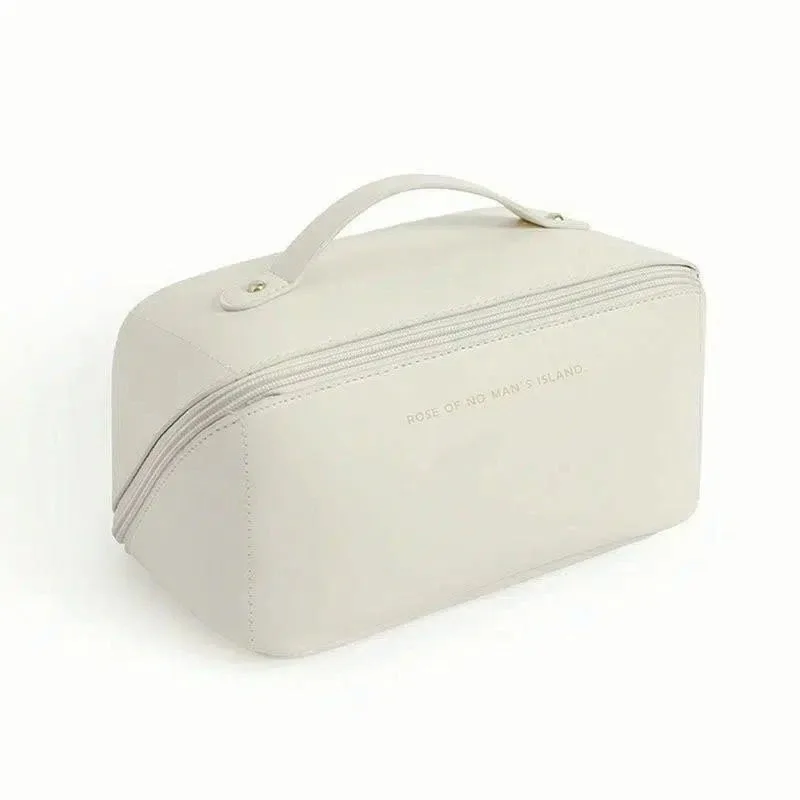 sac à cosmétiques en cuir pu, sacs de rangement de cosmétiques de voyage de grande capacité pour femmes, sac à main portable multifonction, sac de lavage étanche