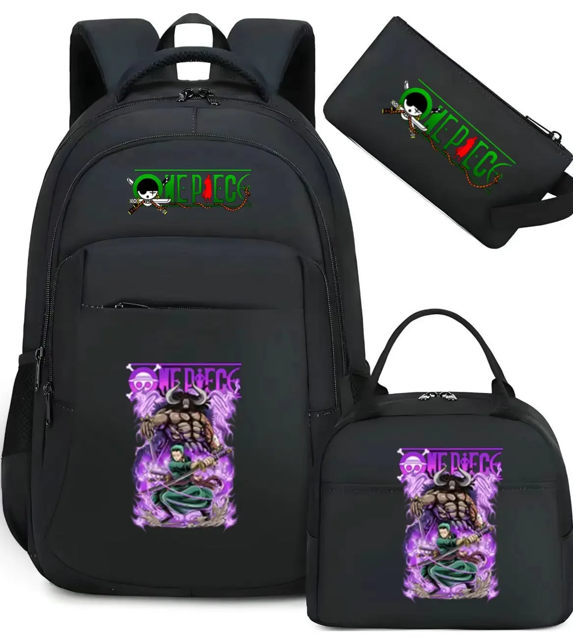 sac à dos one piece 3 pièces camouflage pour adolescents, sacs d'école pour ordinateur portable, sacs de voyage pour collégiens/lycéens, mochilas