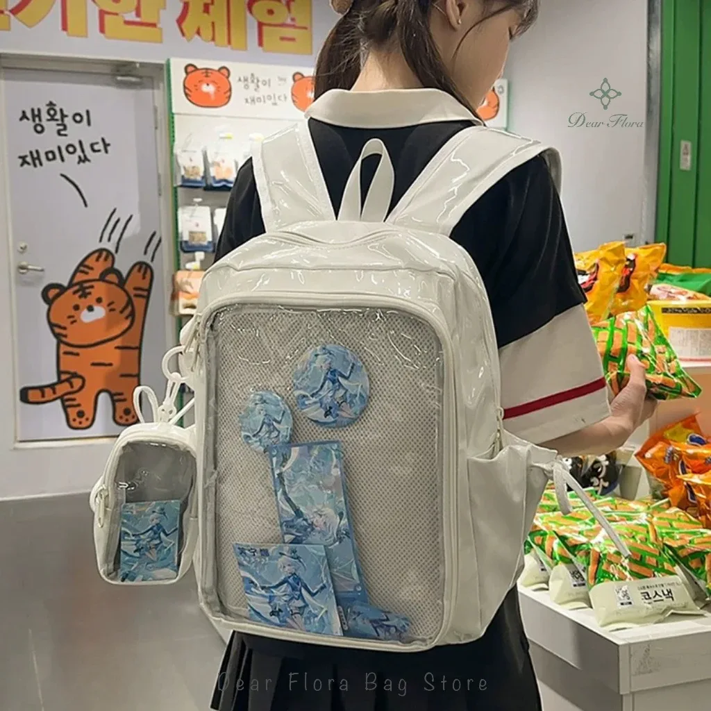 nouveau y2k mignon ita sac à dos étudiants grande capacité sac à dos décontracté fille transparent bricolage affichage sac à dos à la mode voyage cartables