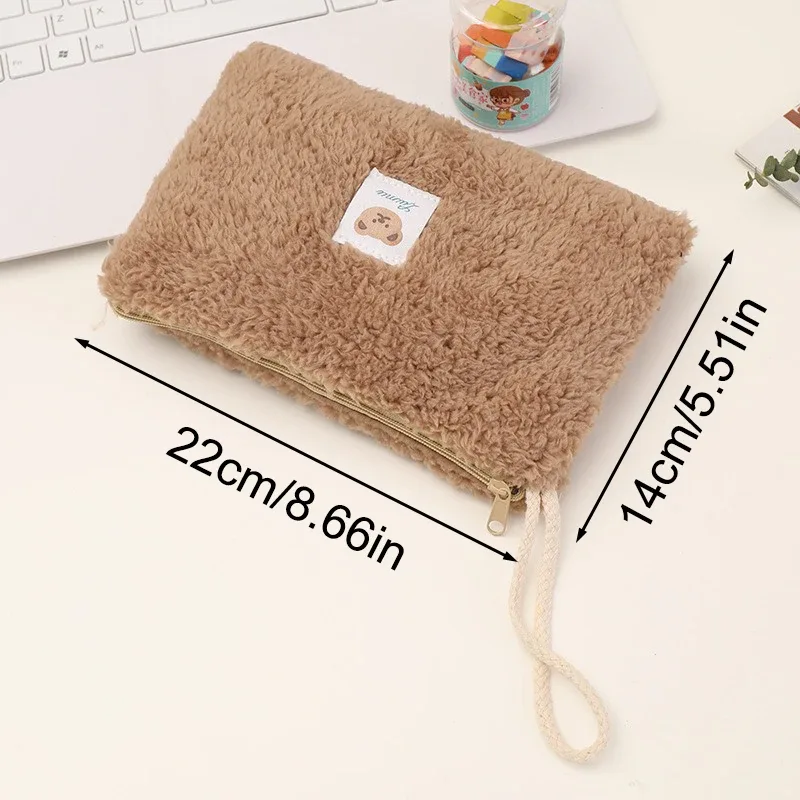 grande capacité mignon en peluche voyage cosmétique rouge à lèvres sac de rangement femmes kits de maquillage sacs à main organisateur portefeuille trousse à crayons pochette sac