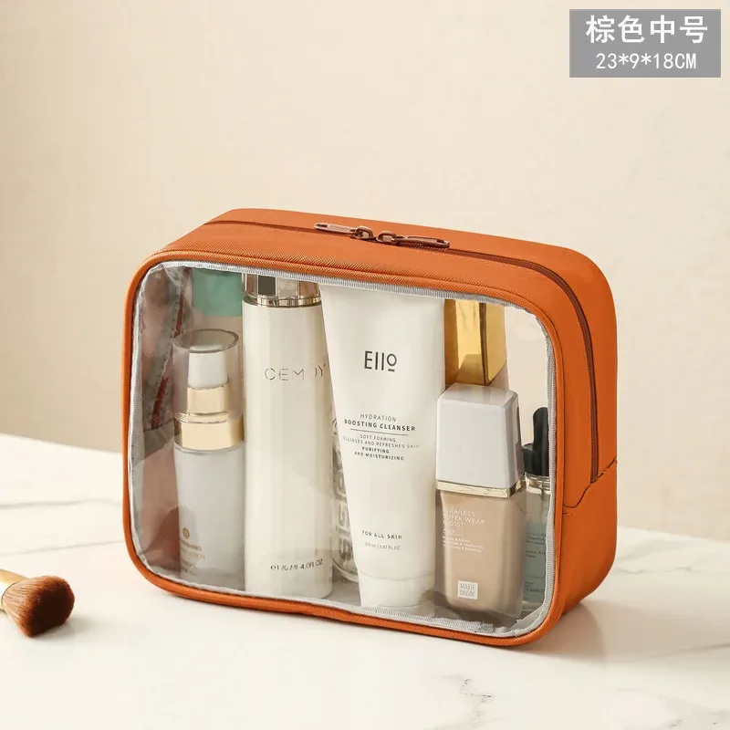sac cosmétique transparent pour femmes, organiseur de maquillage en pvc transparent avec fermeture éclair, étui de rangement portable pour articles de toilette de voyage