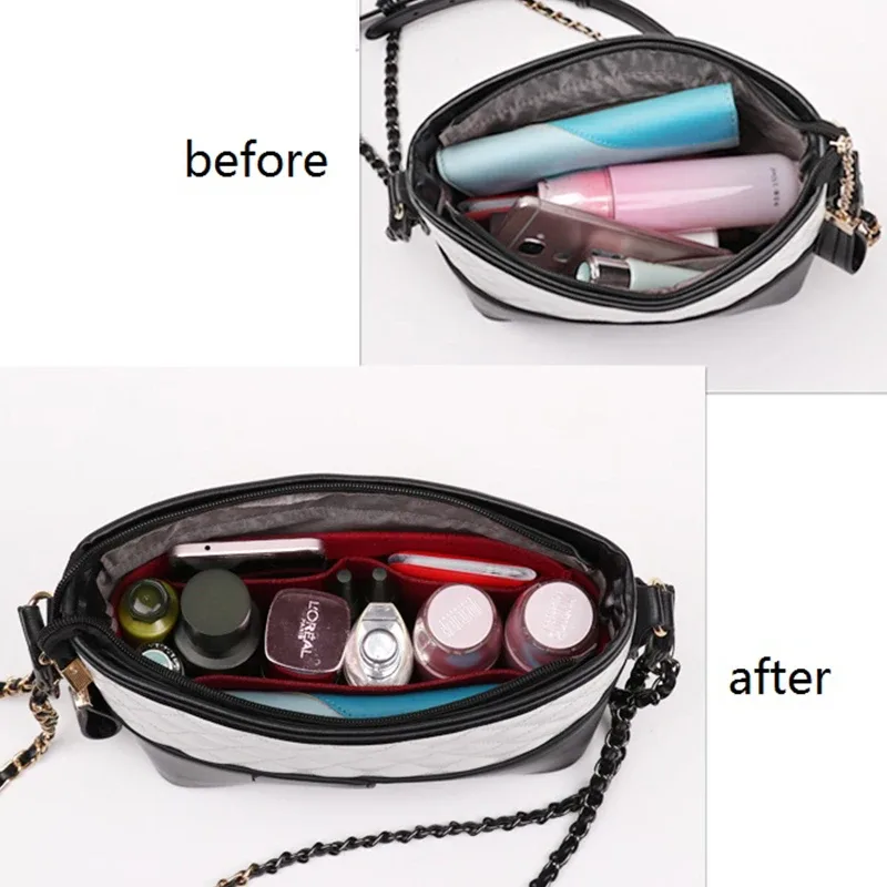 organisateur de sac de luxe en feutre avec fermeture éclair latérale, doublure intérieure portable et séparateur de forme pour sac à bandoulière