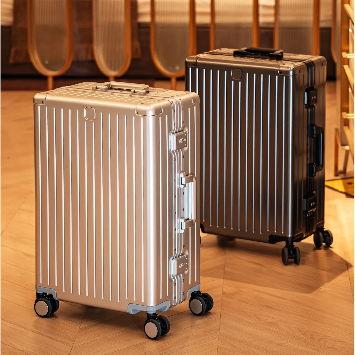 valise de luxe en alliage d'aluminium et de magnésium à 100%, avec roulettes pivotantes, serrure tsa, bagages à roulettes pour femmes, voyage 20/24/26/29 pouces