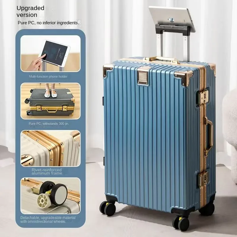 valise antichoc et résistante aux chutes de 20 à 30 pouces, grande capacité, bagage de voyage, cadre en aluminium, serrure à code, valise à roulettes pour étudiants
