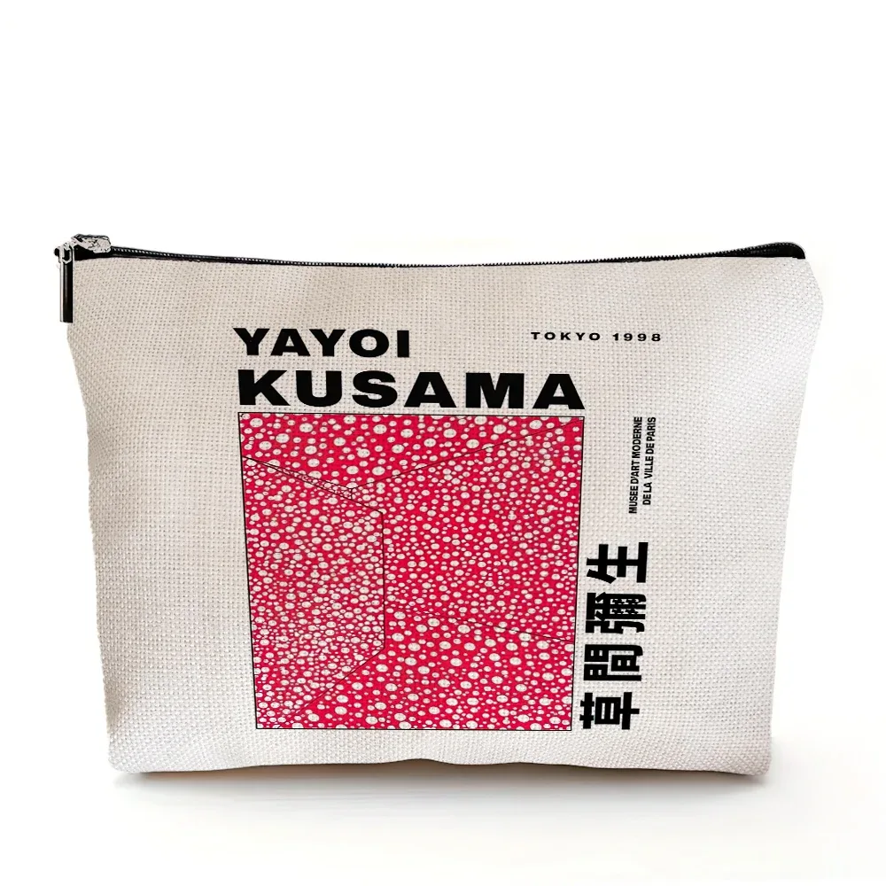 yayoi kusama pochette de maquillage japonais pop art à pois art design floral étui à cosmétiques mode dame beauté sac de rangement à la mode