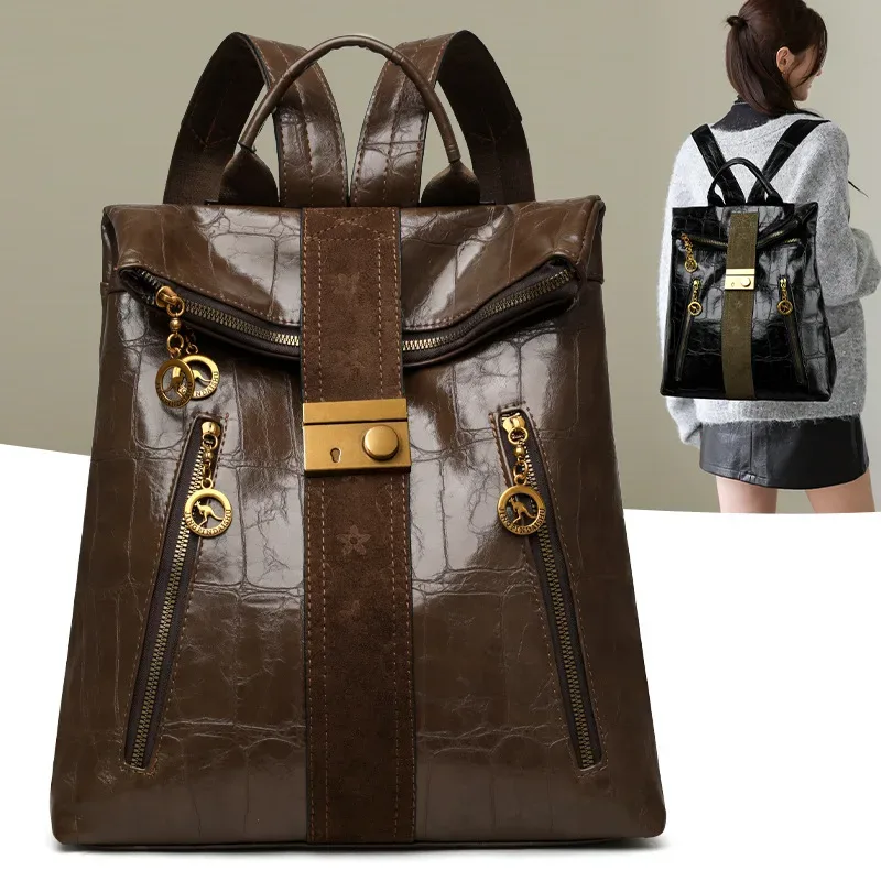 nouveau sac à dos de voyage en cuir de luxe 2026 pour femmes, grande capacité, sacs à bandoulière, cabas, sacs