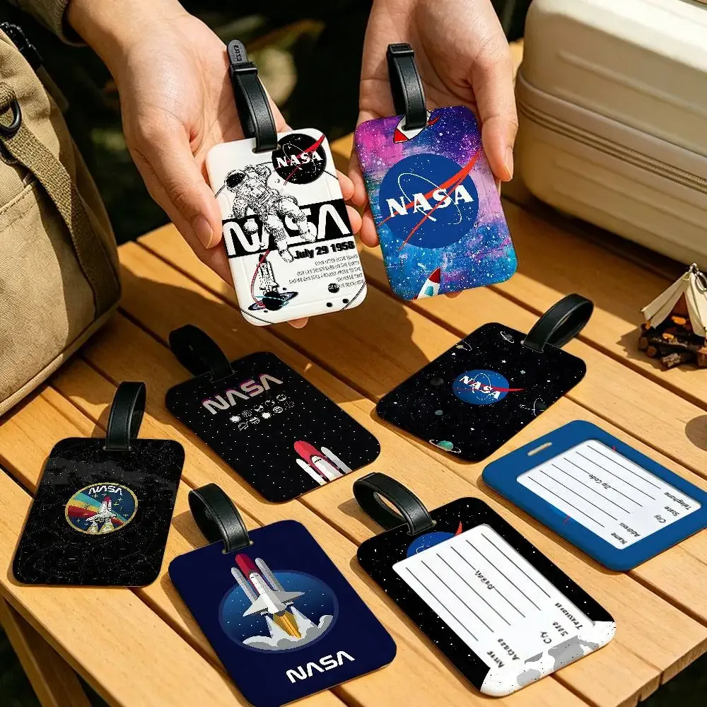 étiquette de bagage en pvc avec logo usa n-nasas, accessoire de voyage, design anti-perte, pochette détachable pour carte d'information