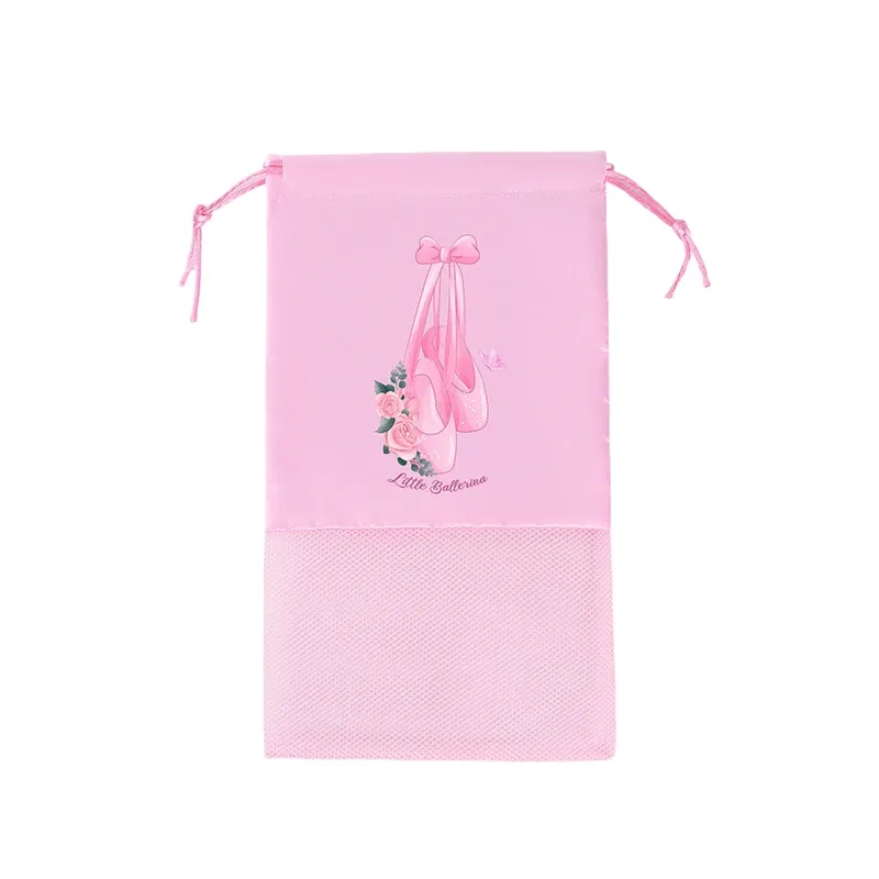 sac de danse portable en maille respirante, pochette de rangement pour chaussures, sacs organisateurs de ballet pour filles, pochettes à chaussures, sac à cordon pour chaussures de danse
