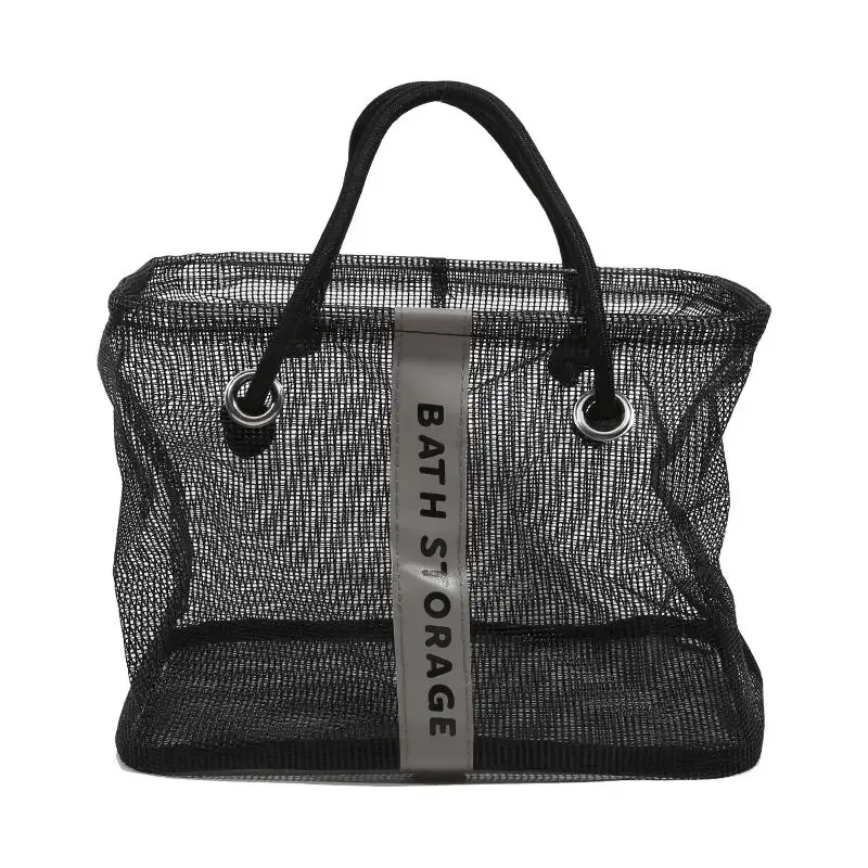 sac de toilette en maille avec poignée, grande capacité, séchage rapide, organisateur, panier de rangement portable pour salle de bain, douche, voyage