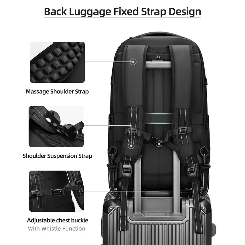 sac à dos à roulettes avec roulettes, sac à dos à roulettes de grande capacité, bagages sous vide, valise de voyage, bagages roulants, sac pour ordinateur portable d'affaires