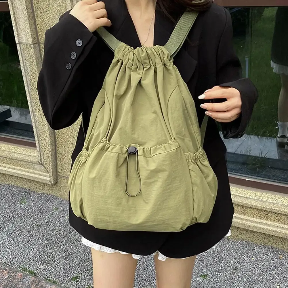sac à dos léger à cordon de serrage, pliable, style coréen, grande capacité, sac à dos décontracté pour les déplacements en plein air, sac à bandoulière de voyage
