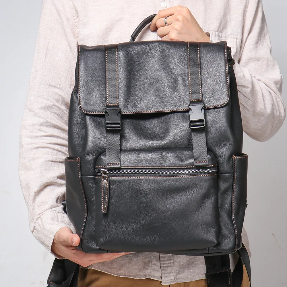 luokir nouveau sac à dos en cuir véritable pour hommes couche supérieure en peau de vache grande capacité ordinateur sac à dos décontracté voyage sac à dos sac d'école