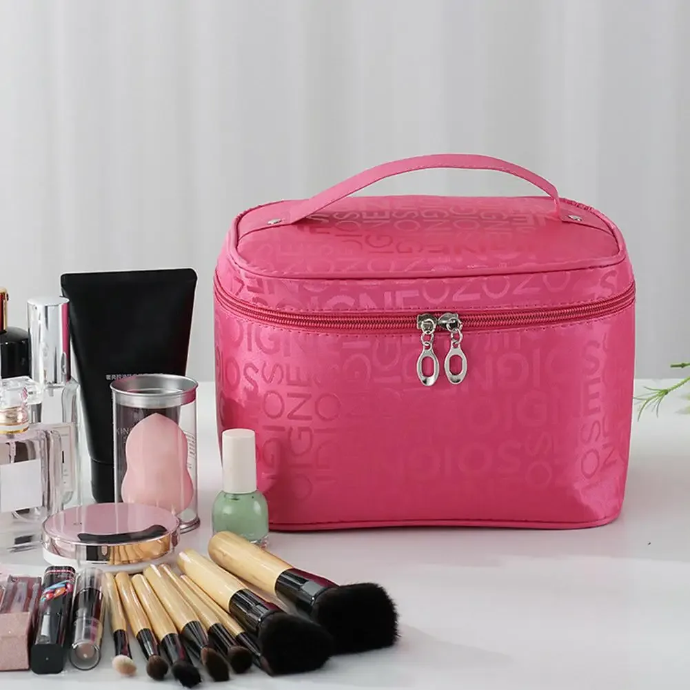 trousse de maquillage grande capacité à motif lettres, organiseur de cosmétiques portable, sac de toilette de voyage pour femme, idéal pour les voyages d'affaires et la salle de sport