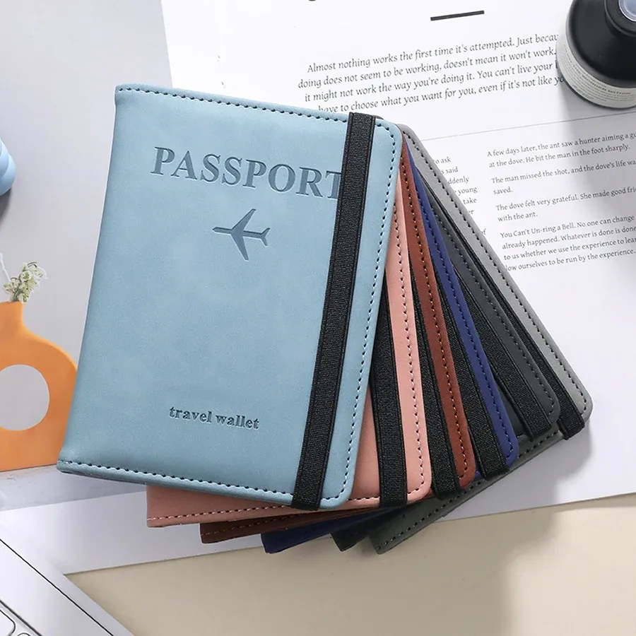 porte-passeport anti-rfid en cuir pu, portefeuille de voyage anti-magnétique, étui pour cartes, accessoires de voyage, 6 couleurs au choix