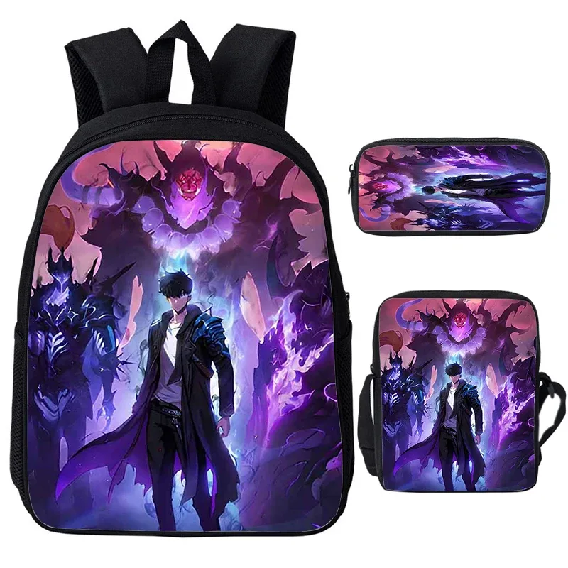 solo nivellement igris enfant sacs à dos sac à bandoulière trousse à crayons 3 pièces ensemble grande capacité sacs d'école pour garçons filles voyage sacs à dos
