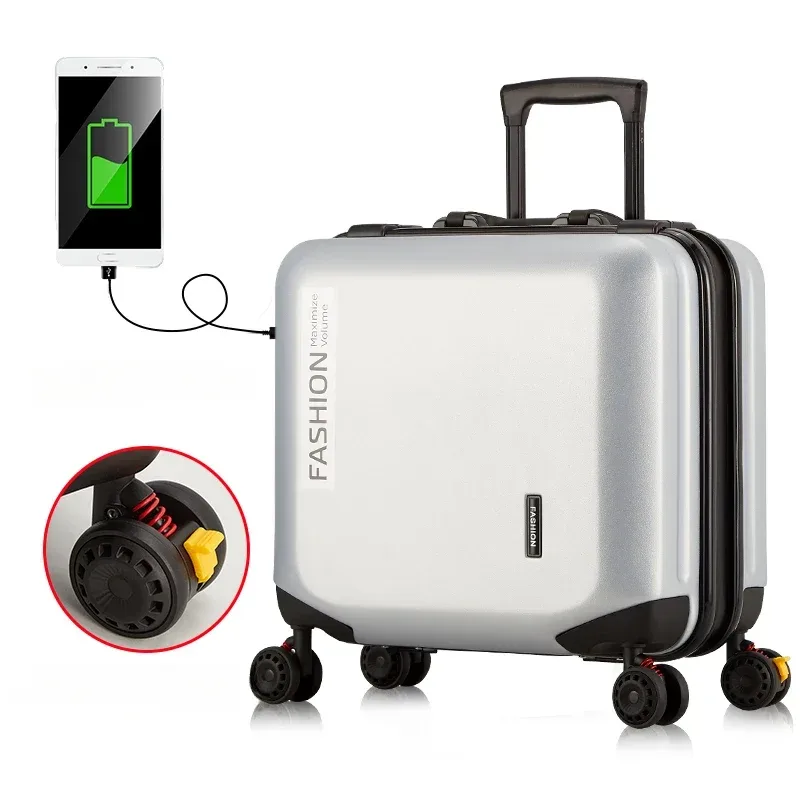 valise à bagages à roulettes de 18 pouces, cabine légère, chariot avec mot de passe, petite valise à roulettes