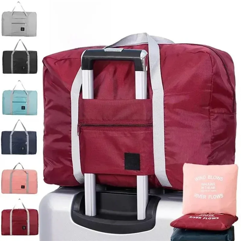 sac de voyage pliable de grande capacité, sac à main avec bandoulière, sac de rangement multifonctionnel anti-poussière
