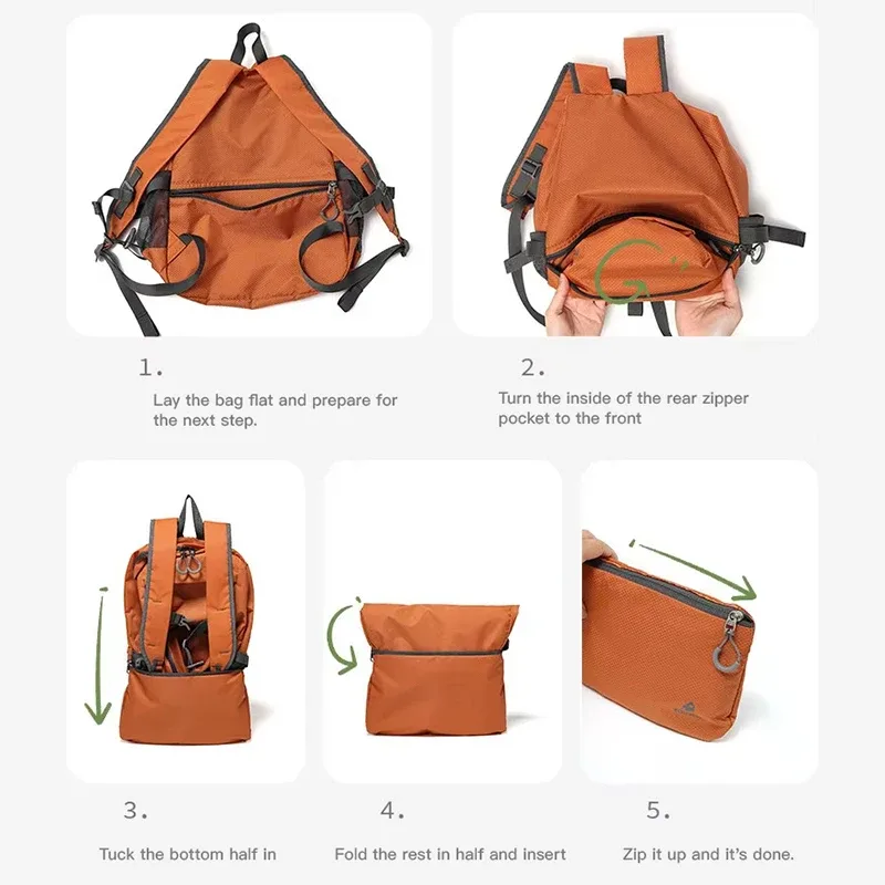 sacs à dos fouvor techwear pliables, résistants à l'eau, légers, grande capacité, pour voyages en plein air, randonnée, sac à dos de jour 3037-05