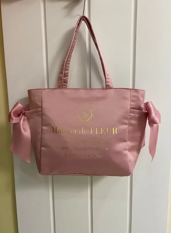 sac fourre-tout portable avec fermeture à glissière, fleur de formage, nœud papillon mignon, grande capacité, sacs à provisions initiés, style japonais, nouveau