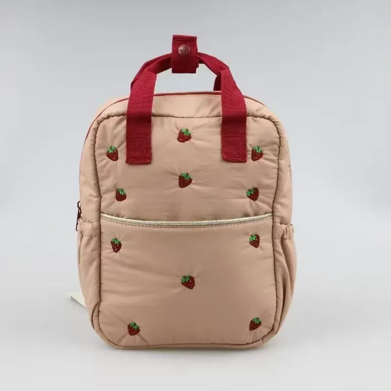 nouveau sac à dos femme brodé fraise mignon 2026, sac d'école étudiant unisexe, sac à dos de voyage décontracté tendance