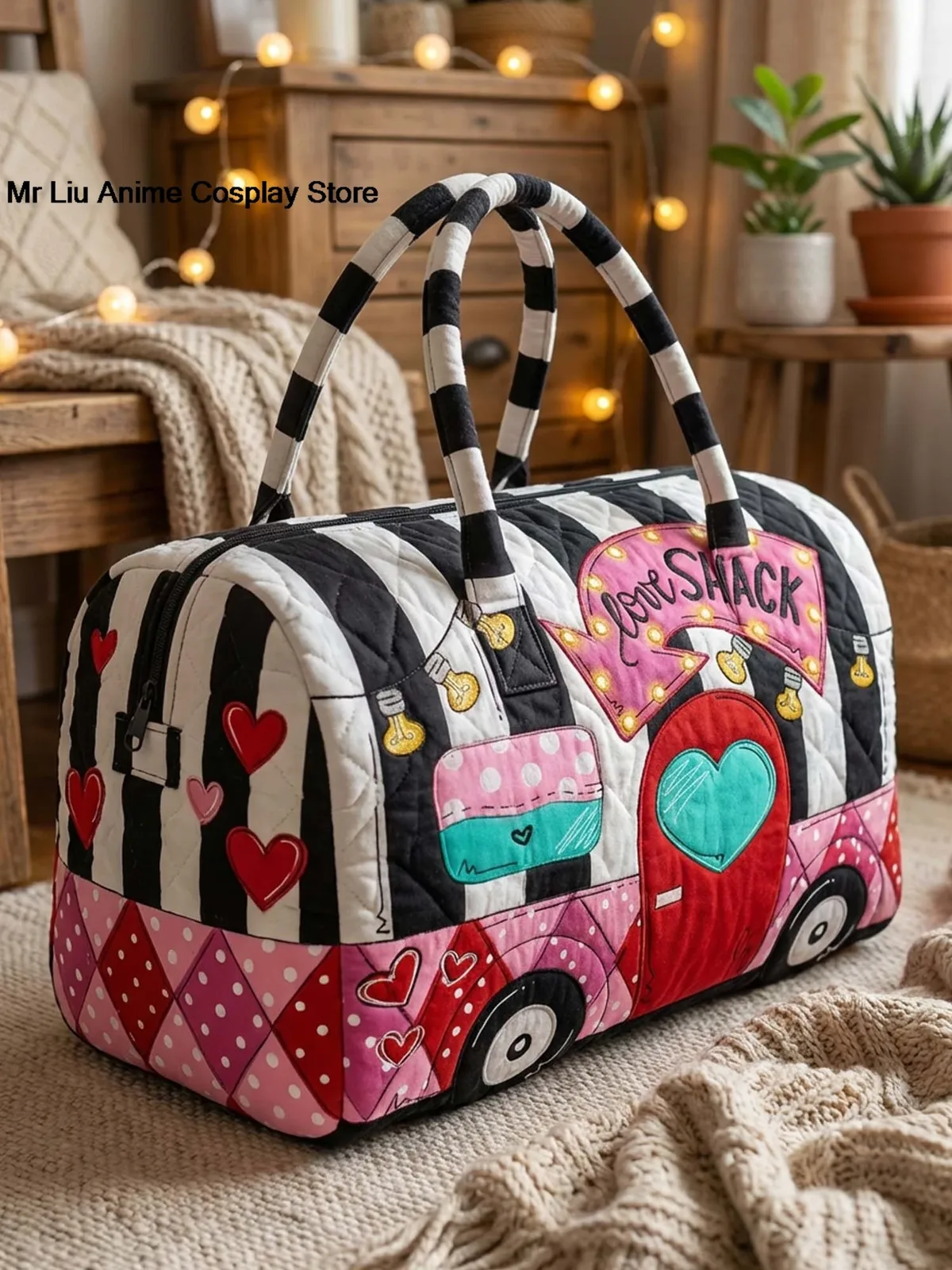 sac de voyage matelassé en forme de cœur pour camping-car, élégant sac à main, sac de sport, randonnée, camping