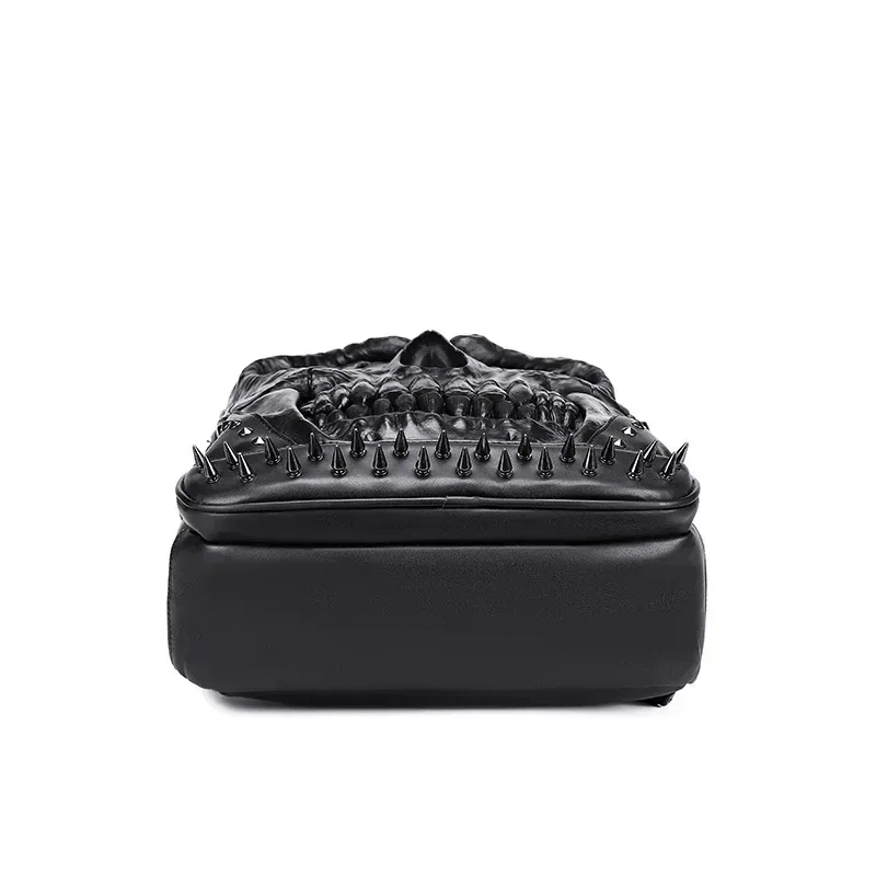 hommes femmes sacs à dos en cuir épais pour adolescents 3d crâne concepteur voyage décontracté grande capacité pochette d'ordinateur garçon fille sacs d'école