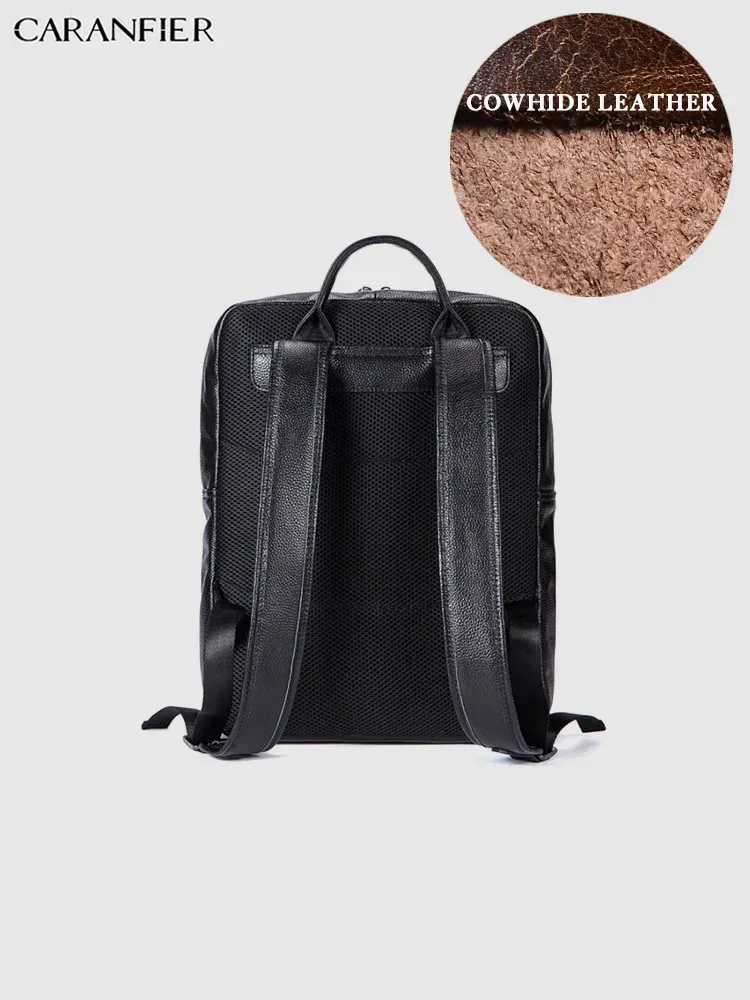 caranfier hommes sacs à dos véritable cuir de vachette sac à dos ordinateur portable sac d'école sacs à dos sacs de voyage mâle mochila masculina