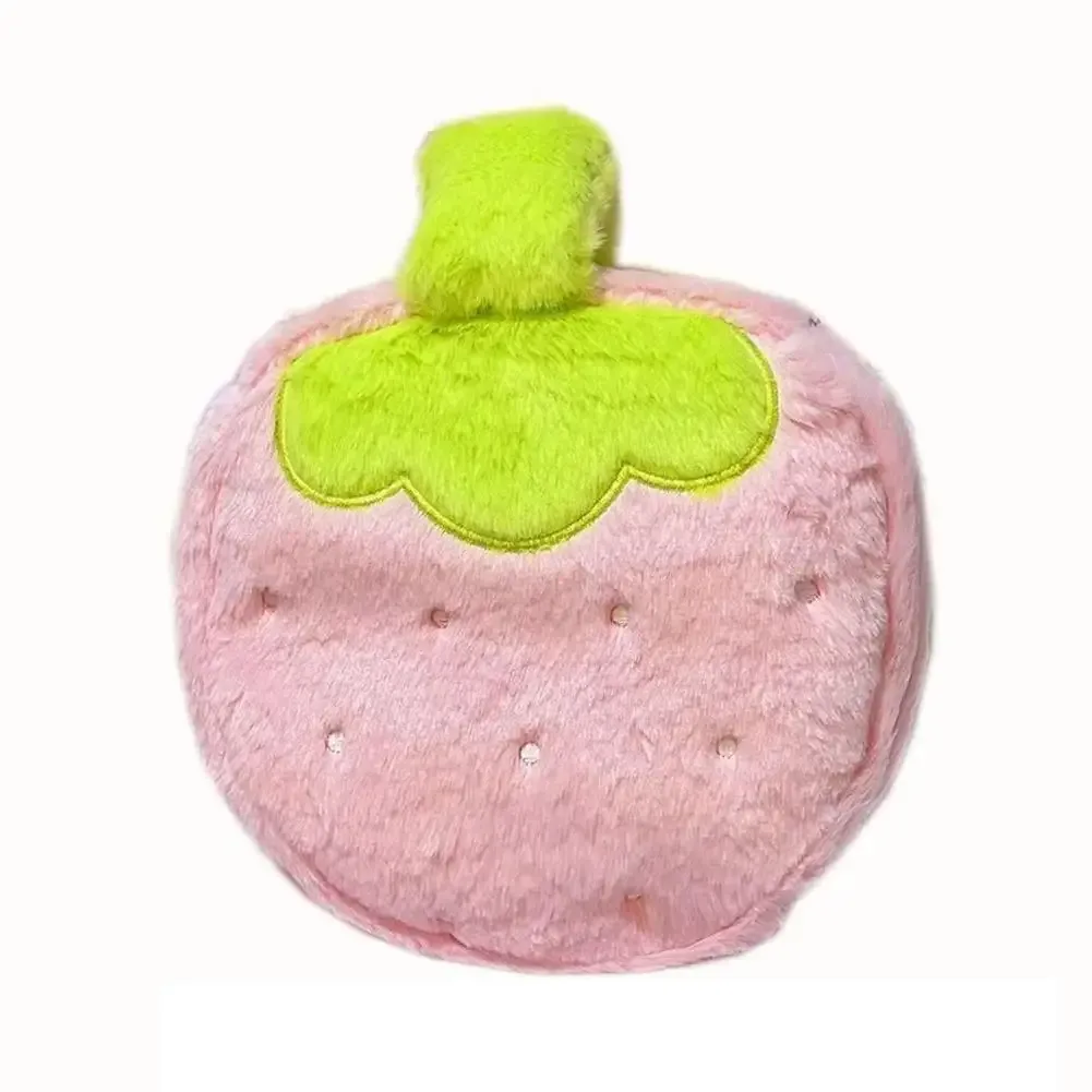 trousse de maquillage en peluche fraise kawaii grande capacité, organisateur de voyage pour articles de toilette, pochette cosmétique esthétique mignonne, étui de rangement pour femmes