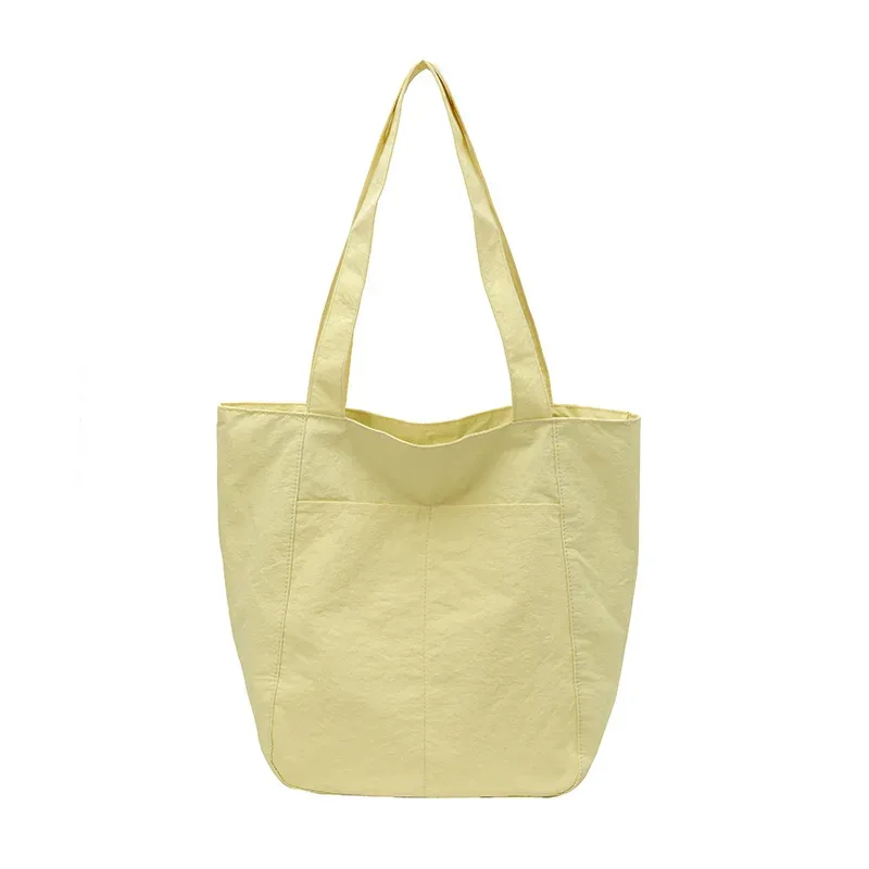 sac fourre-tout en coton lavé avec logo personnalisé, grand sac à bandoulière en toile souple, réutilisable, pour le shopping, les sorties quotidiennes, l'école et les voyages
