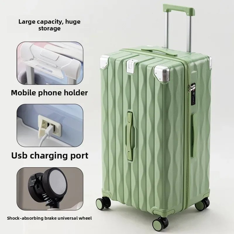valise de voyage grande taille 24/26/28/30 pouces, valise à fermeture éclair en pc avec porte-gobelet usb, valise à roulettes avec roulettes
