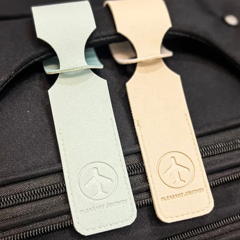étiquette de bagage en cuir pu, identifiant de valise créatif, incontournable de voyage, étiquettes d'embarquement durables pour porte-adresse, 1 pièce
