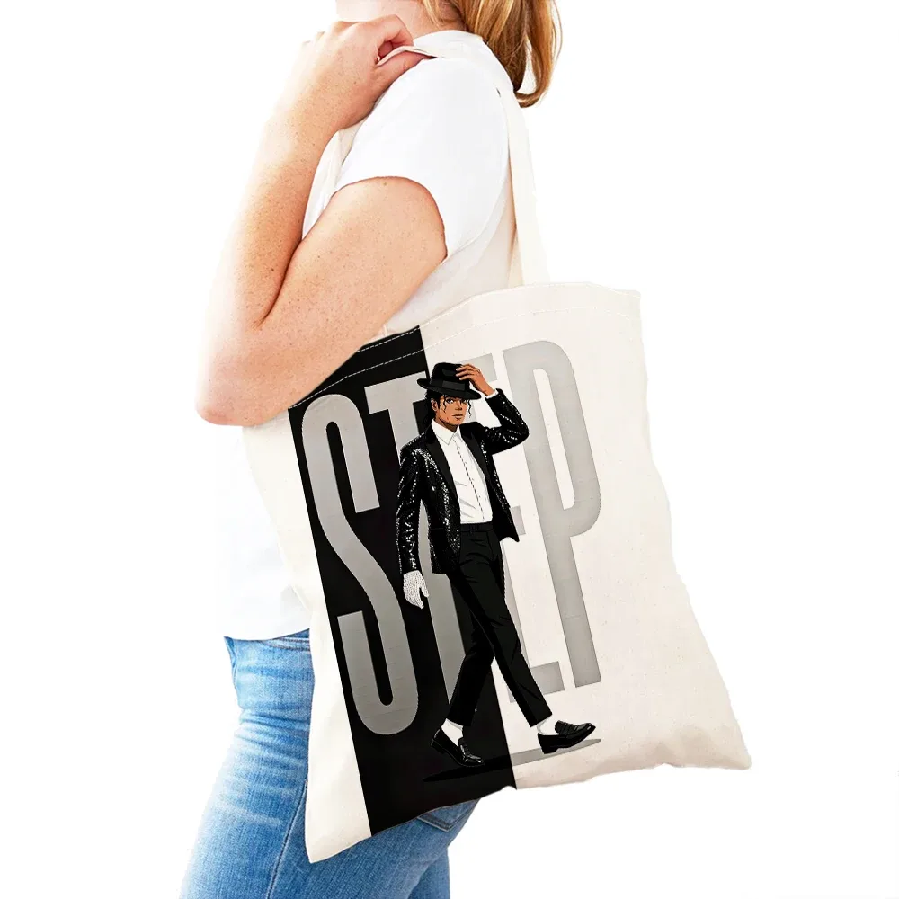 michael jackson – sac de shopping pour femmes, double impression, sacs de shopping super star lady, sac à main design, sac fourre-tout écologique, portable et pratique