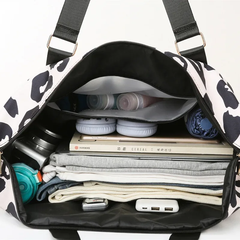 sac de voyage à main pour femmes, en nylon imprimé animal, grande capacité, sac de sport, de sport, de week-end, de nuit, bagage à main
