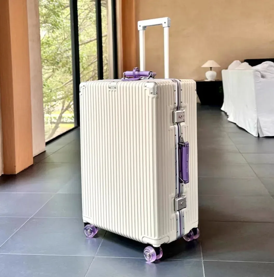 valise à main avec cadre en aluminium, avec roue rotative silencieuse colorée, serrure tsa, boîtier de chariot