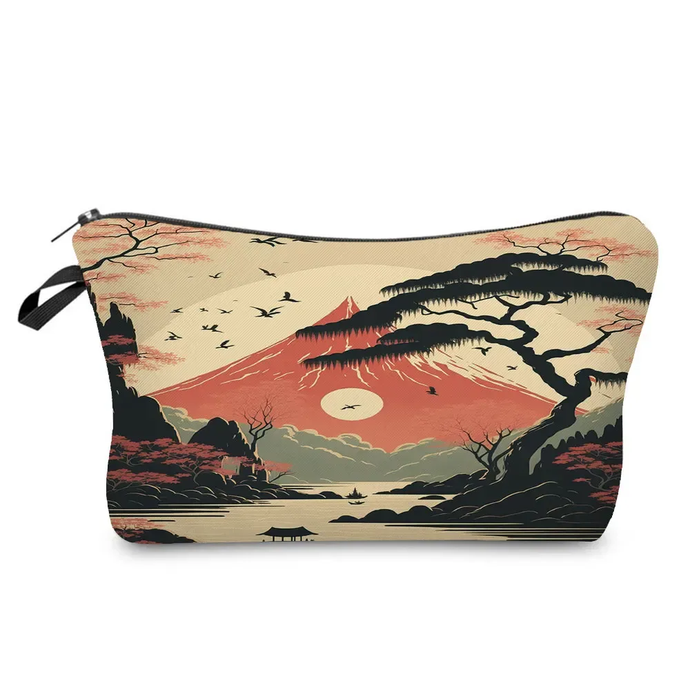 ukiyoe – mini trousse de maquillage pour femmes, design japonais, grue de styliste, trousse de toilette de voyage de plage, trousse à cosmétiques écologique réutilisable